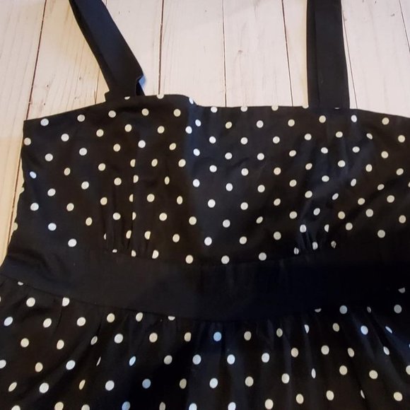 Pin-Up Dress Black/White Polka Dots Size M - Picture 2 of 5
